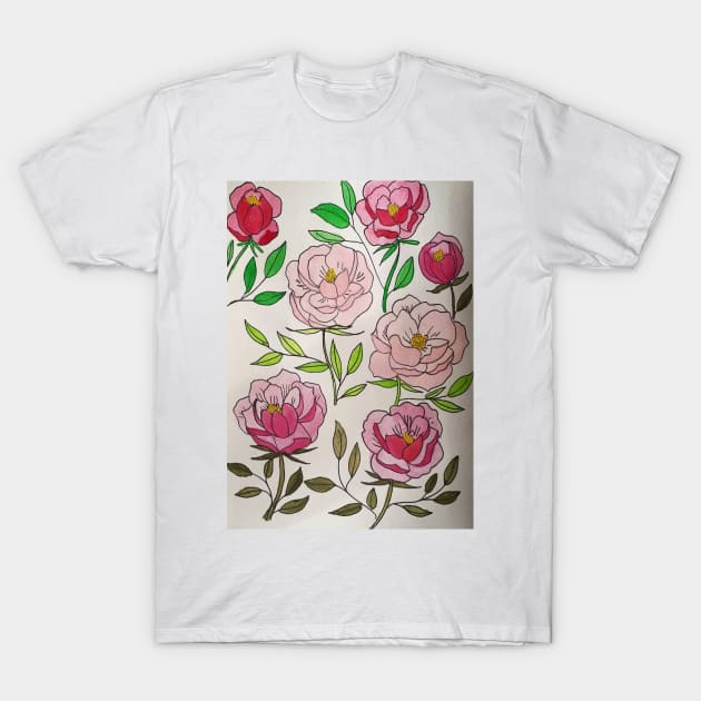 Pink Peonies T-Shirt by SanMade